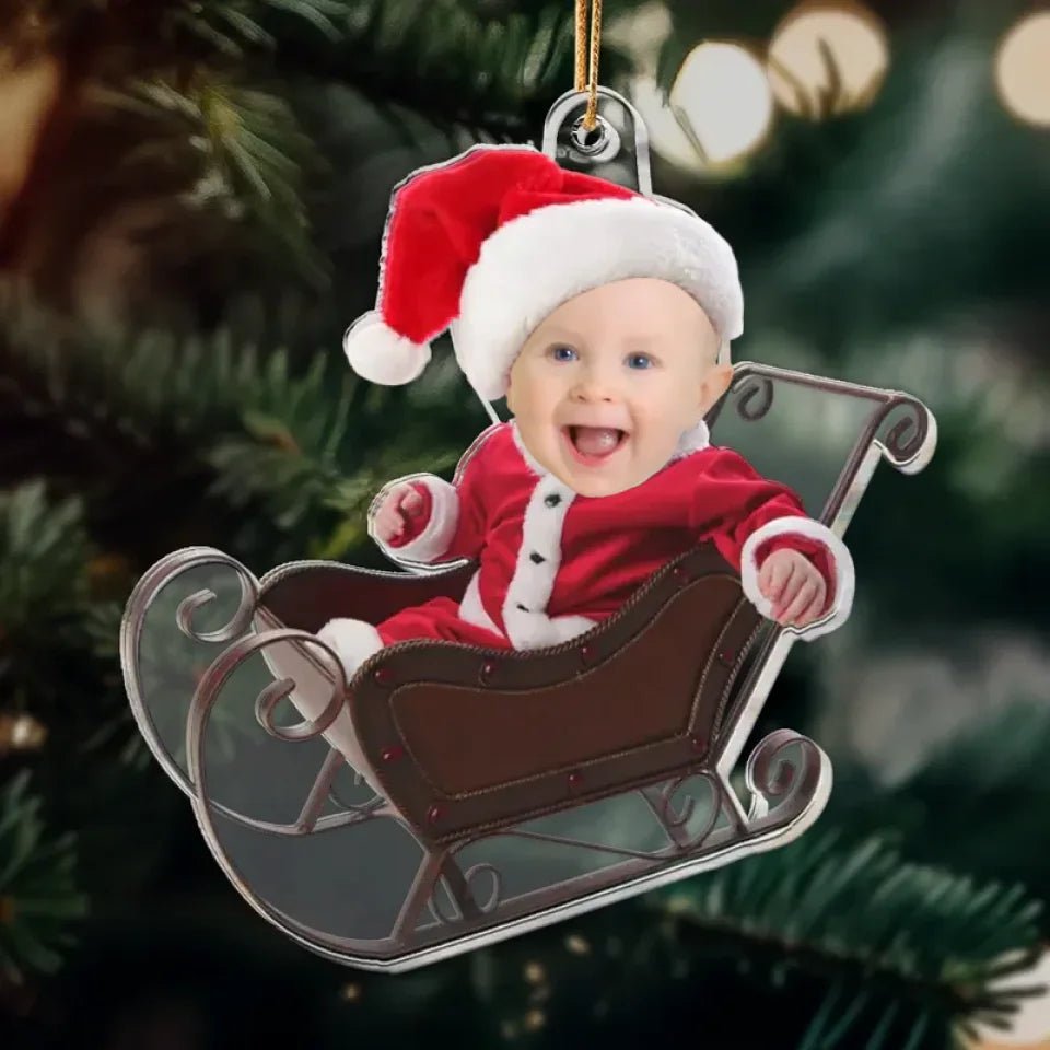 Adorable Newborn Baby - Personalized Babys Photo First Christmas Ornament 682223 - DiyGiftly