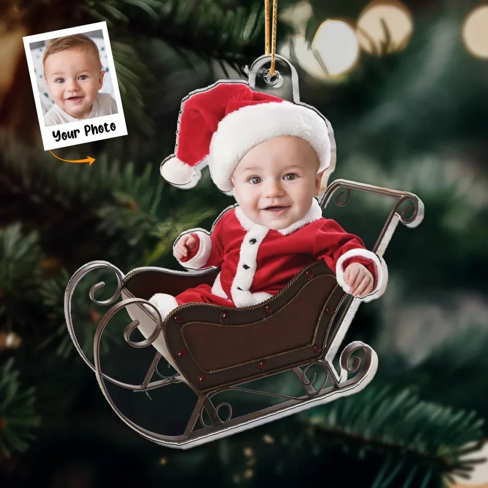 Adorable Newborn Baby - Personalized Babys Photo First Christmas Ornament 682223 - DiyGiftly