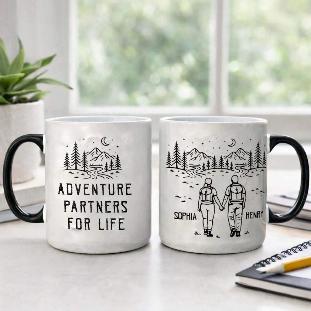 Adventure Partners For Life - Personalized Mug - Romantic Couple Gift - DiyGiftly
