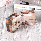 Custom Photo Cube Infinity Folding Multiphoto Cube with Wooden Base Father's Day Gifts