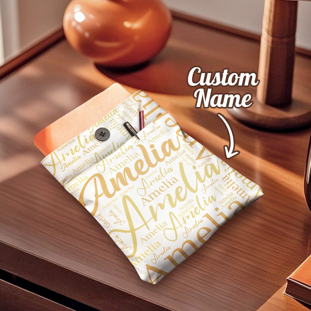 Personalized Name Book Cover with Pocket Book Cover Protector Gift for Book Lover