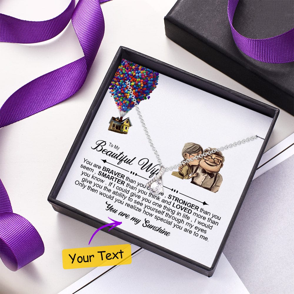 Personalized Message Card with Diamond Necklace Birthday Gift for Wife