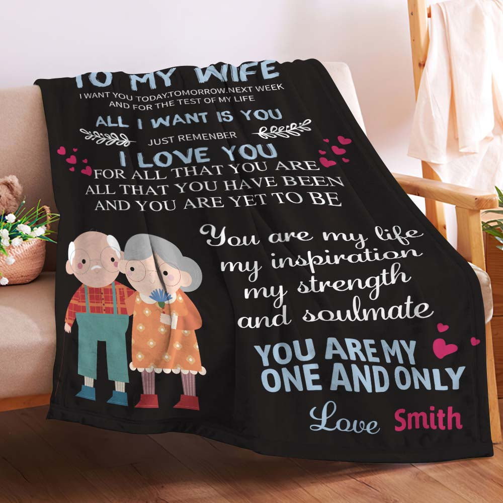 gifts for wife "To My Wife" Letter Blanket Gifts for Wife - Personalized Name Throw, Soft Cozy Keepsake for Bedroom Sofa and