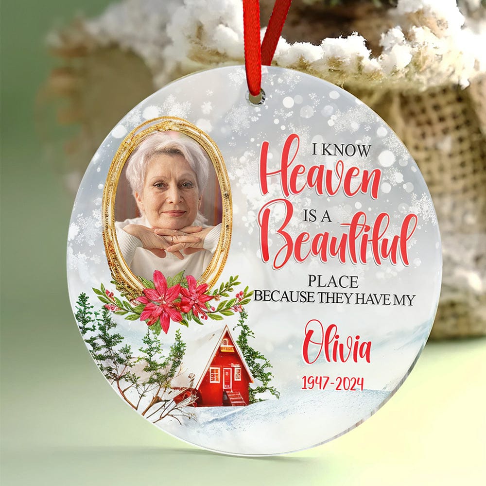 ornament acrylic personalized photo with name remembrance gift