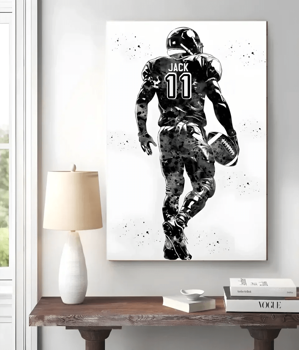 American Football Player Personalized Art Custom Name and Number 738716 - 738761 - DiyGiftly