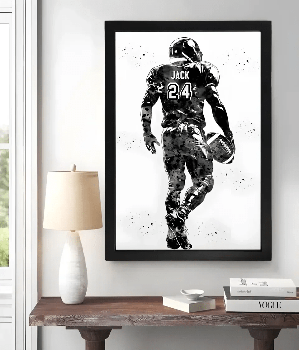 American Football Player Personalized Art Custom Name and Number 738716 - 738761 - DiyGiftly
