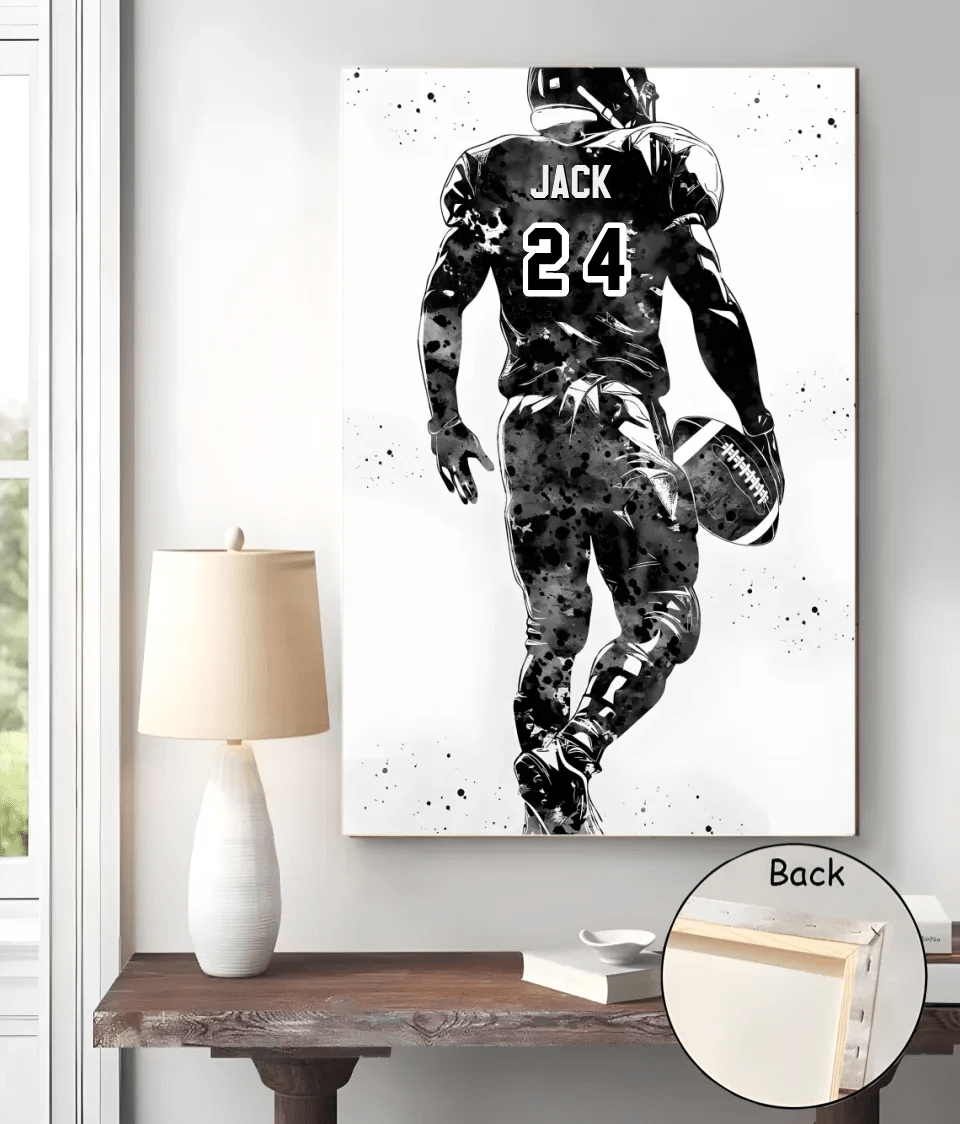 American Football Player Personalized Art Custom Name and Number 738716 - 738761 - DiyGiftly