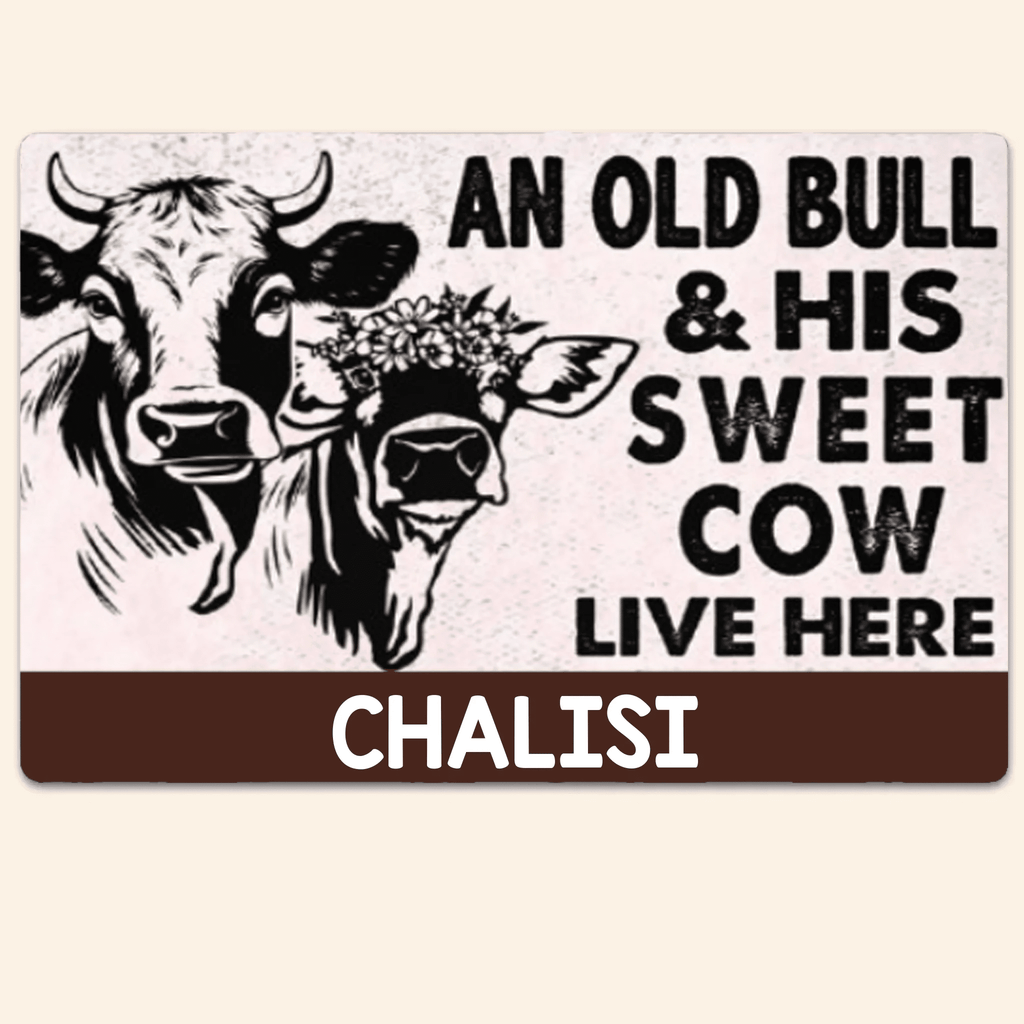 An Old Bull & His Sweet Cow - Gift for Farmer - Personalised Custom Metal Sign 736378 - 736381 - DiyGiftly