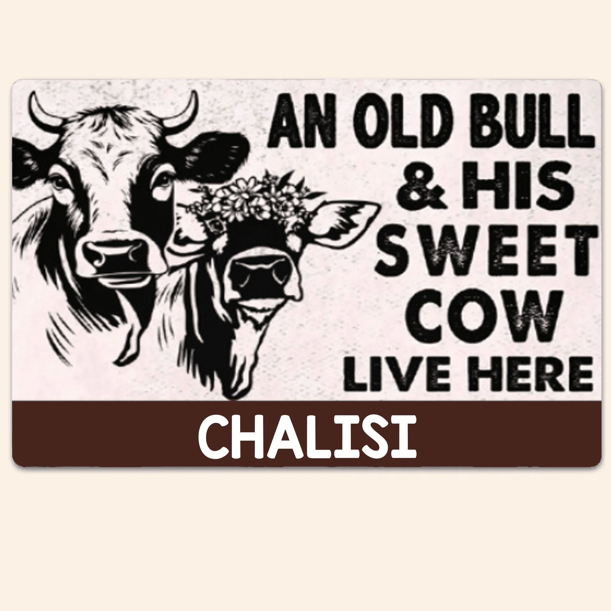An Old Bull & His Sweet Cow - Gift for Farmer - Personalised Custom Metal Sign 736378 - 736381 - DiyGiftly