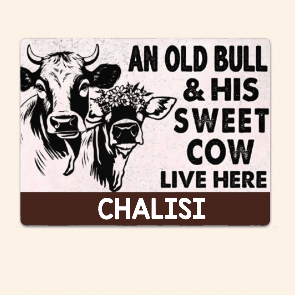 An Old Bull & His Sweet Cow - Gift for Farmer - Personalised Custom Metal Sign 736378 - 736381 - DiyGiftly