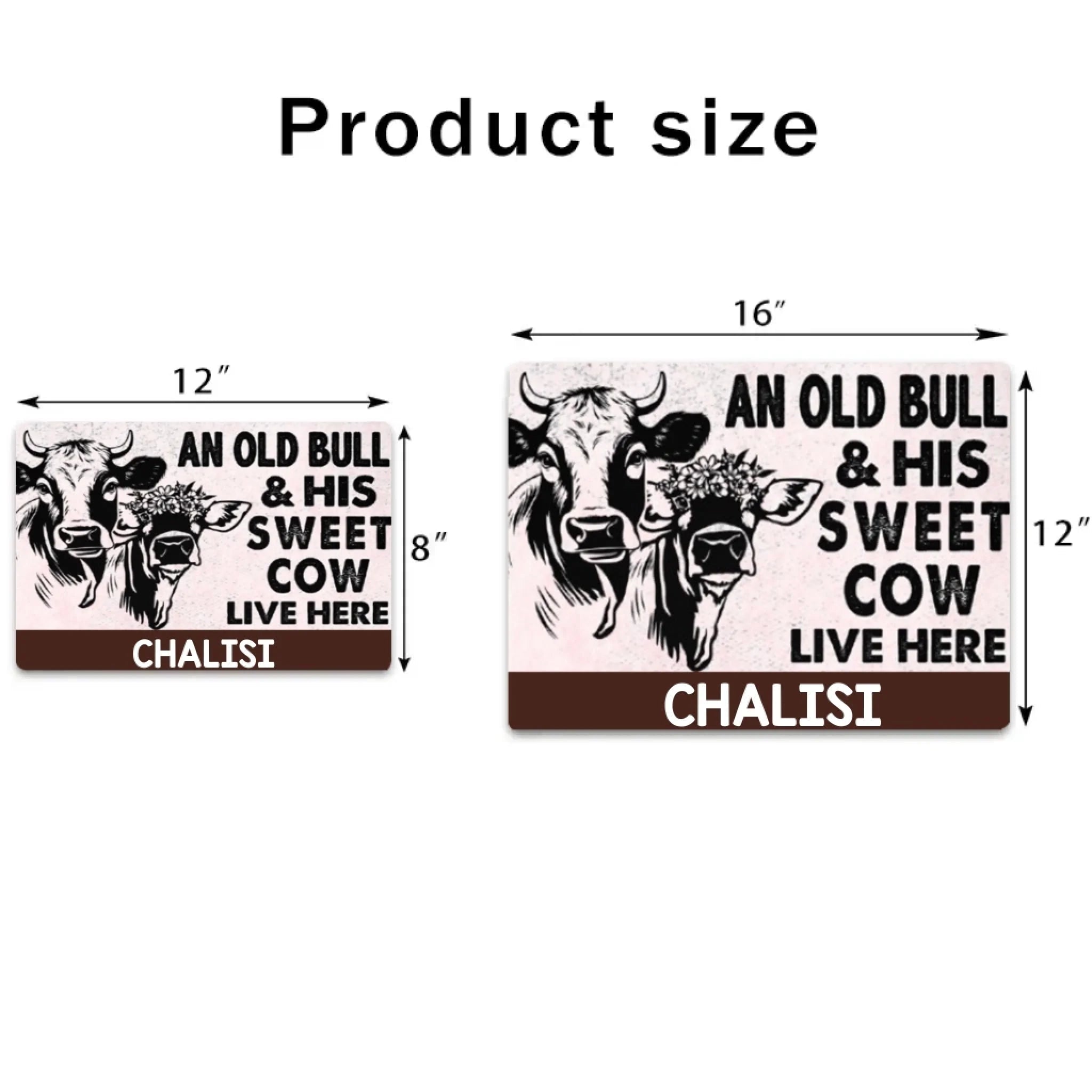 An Old Bull & His Sweet Cow - Gift for Farmer - Personalised Custom Metal Sign 736378 - 736381 - DiyGiftly