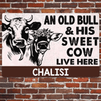 An Old Bull & His Sweet Cow - Gift for Farmer - Personalised Custom Metal Sign 736378 - 736381 - DiyGiftly