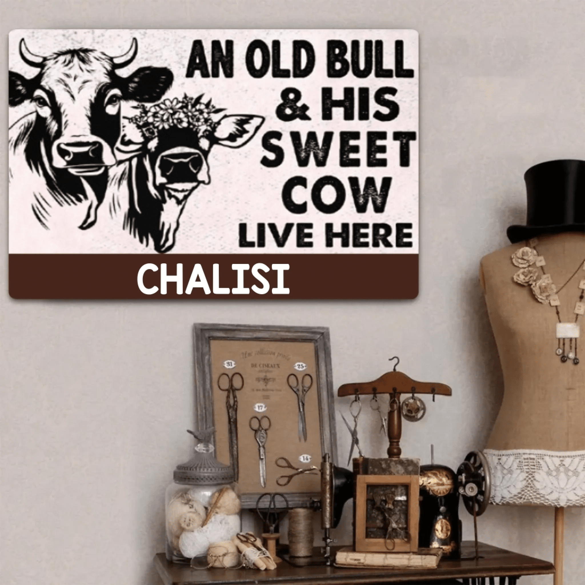 An Old Bull & His Sweet Cow - Gift for Farmer - Personalised Custom Metal Sign 736378 - 736381 - DiyGiftly