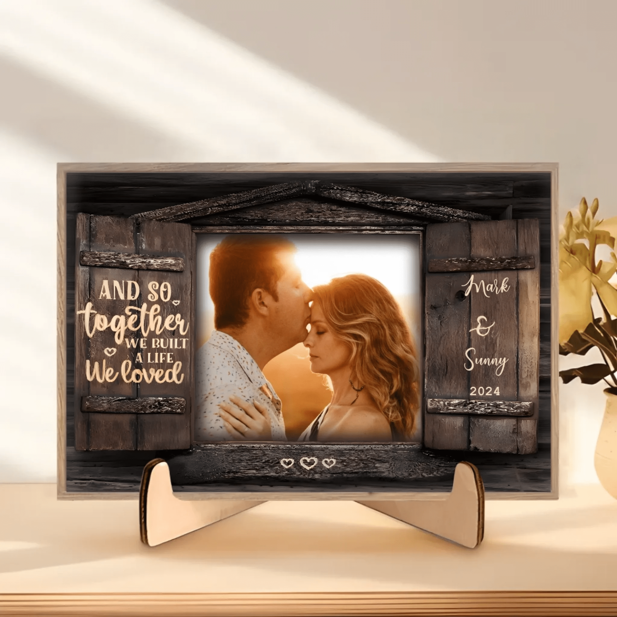 And So Together - Upload Image, Personalized Horizontal Wooden Plaque 706372 - DiyGiftly
