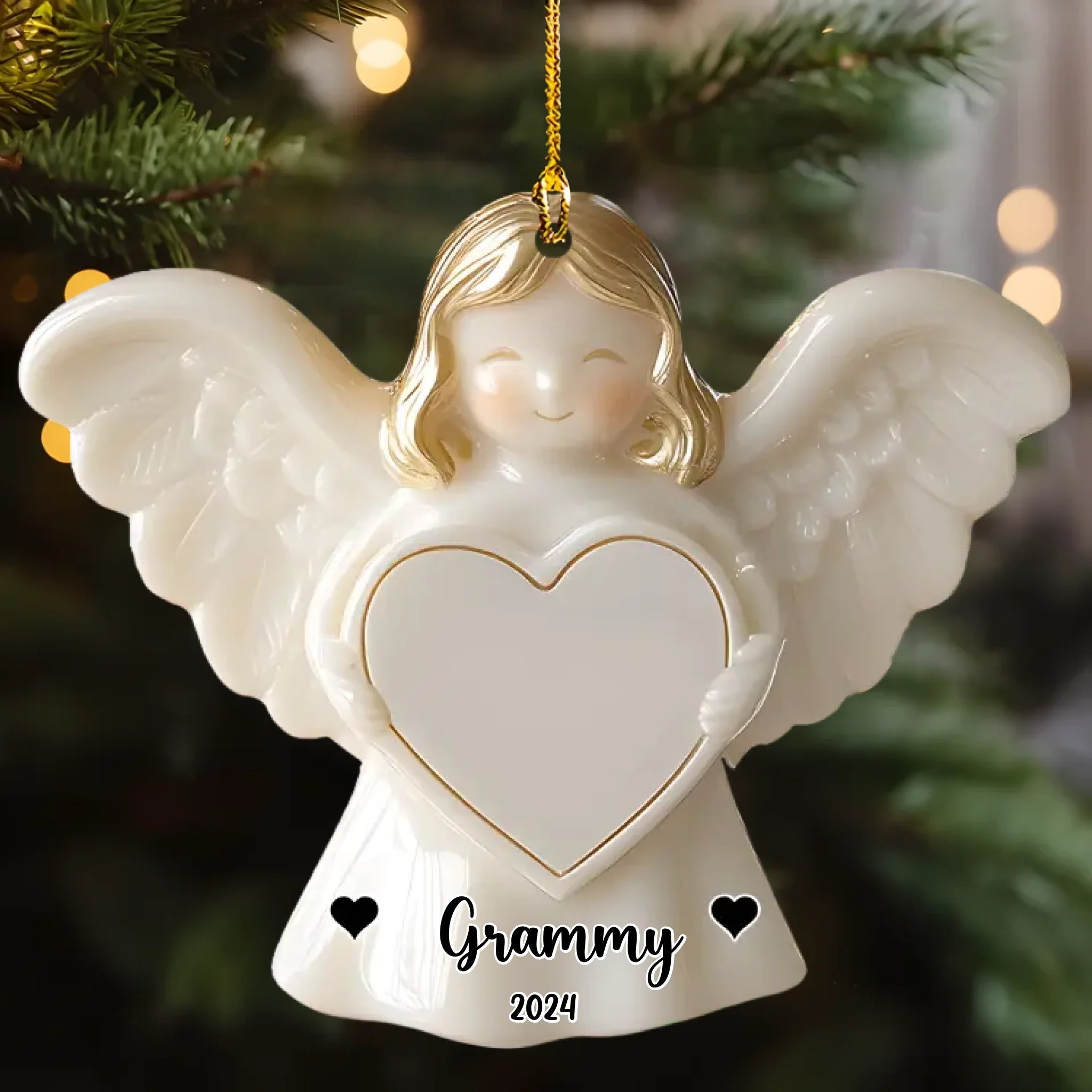 personalized photo with name ornament angel acrylic keepsake memorial design