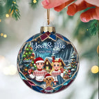 Animated Couple And Dogs Cats Beautiful Christmas Personalized Acrylic Ornament, Christmas Gift For Family 710367 - DiyGiftly