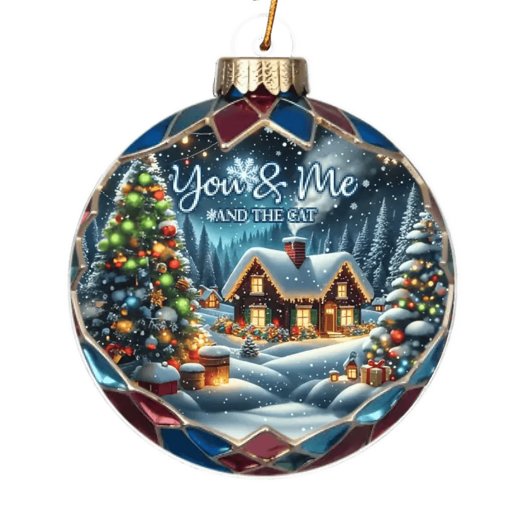 Animated Couple And Dogs Cats Beautiful Christmas Personalized Acrylic Ornament, Christmas Gift For Family 710367 - DiyGiftly