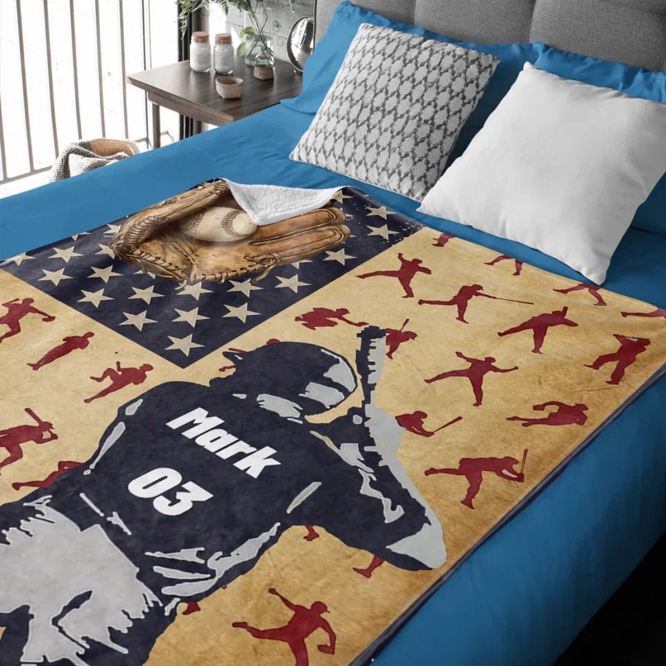 Any Name and Number - Personalized Baseball Blanket 735465 - DiyGiftly