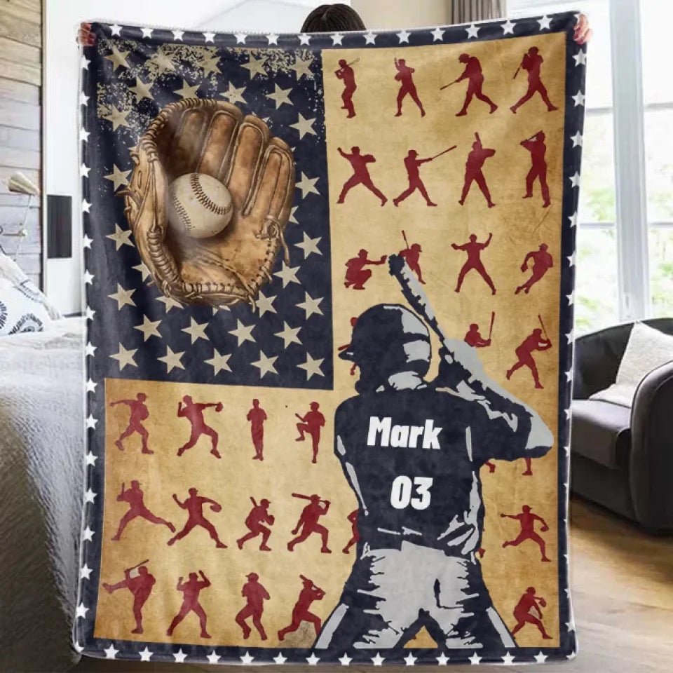 Any Name and Number - Personalized Baseball Blanket 735465 - DiyGiftly