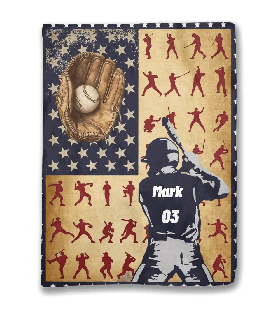 Any Name and Number - Personalized Baseball Blanket 735465 - DiyGiftly