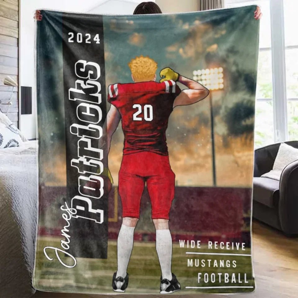 Any Name, Number, Team... - Personalized Football Blanket 738520 - DiyGiftly