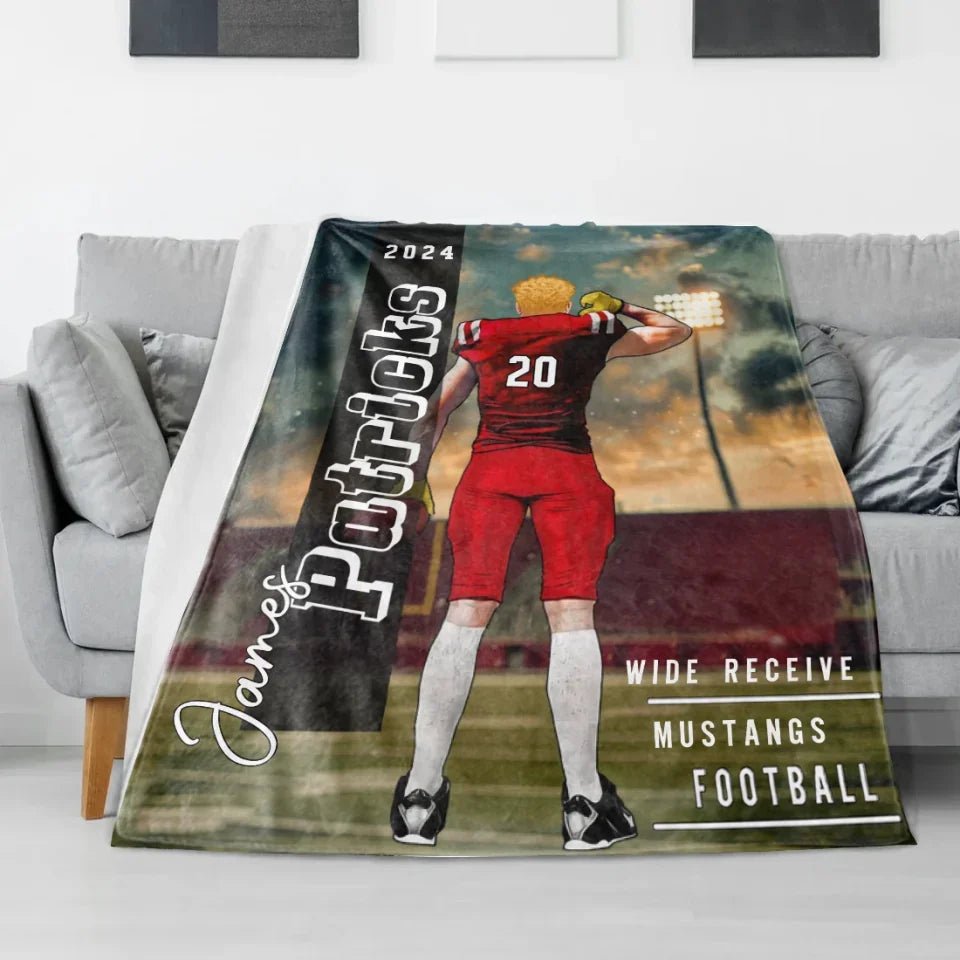 Any Name, Number, Team... - Personalized Football Blanket 738520 - DiyGiftly