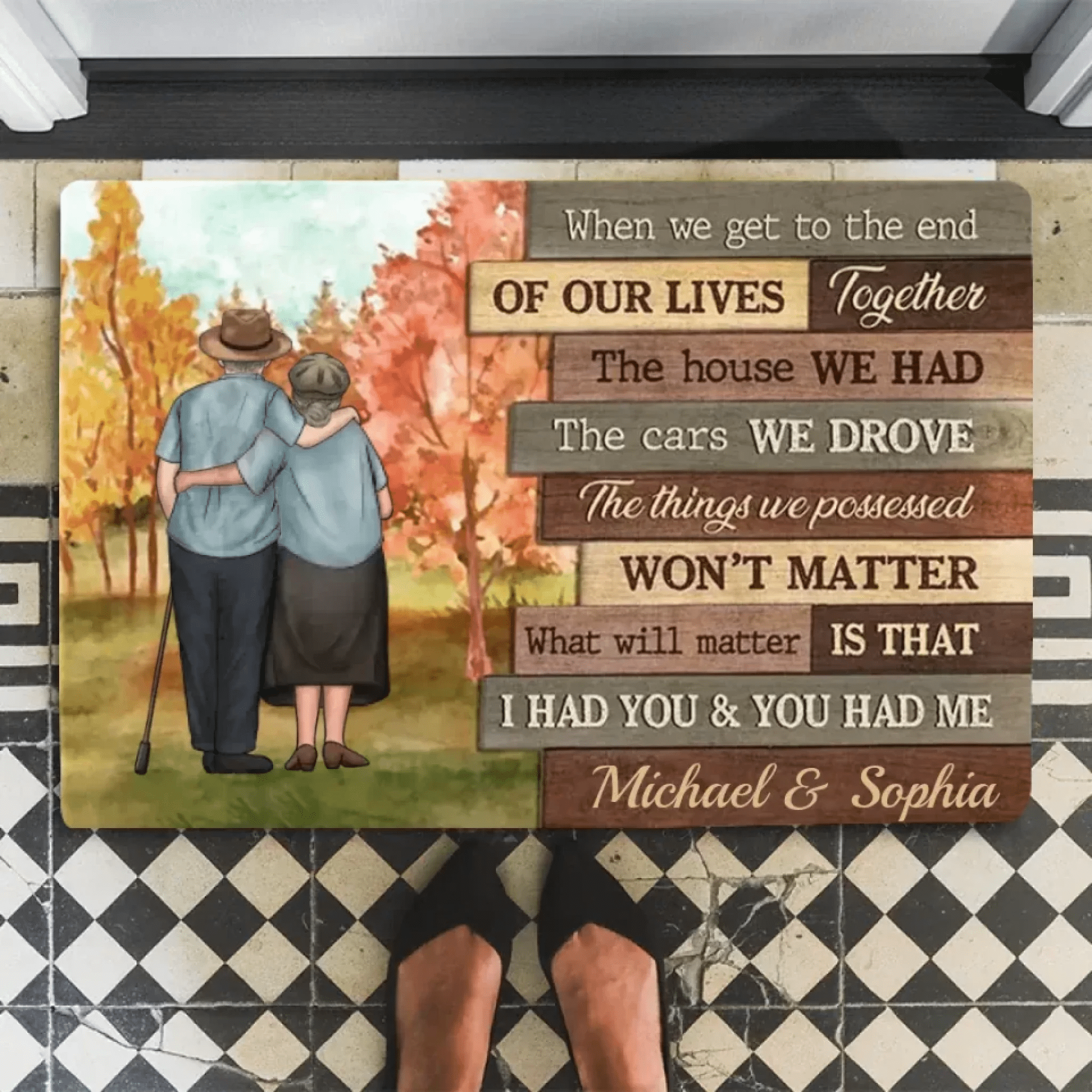 At The End Of Our Lives - Personalized Horizontal Mat - Gift For Couples, Husband Wife 710028 - D - DiyGiftly