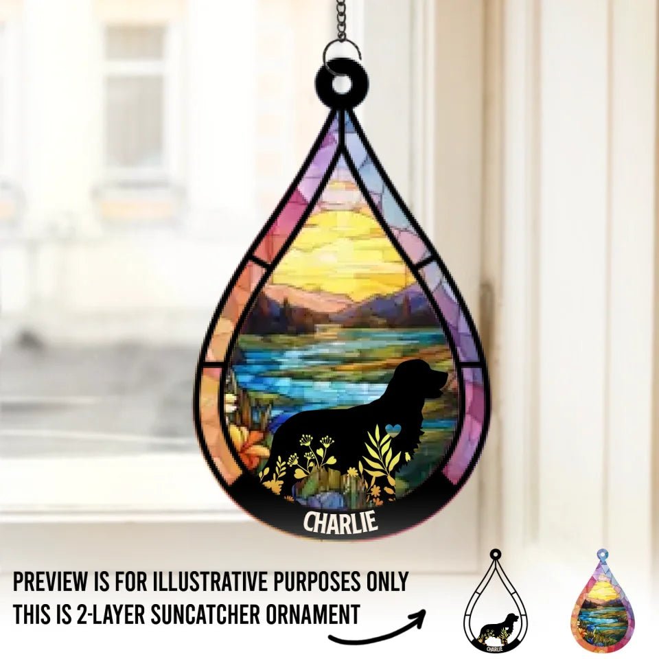 At The Rainbow Bridge, Wrapped In Eternal Warmth - Memorial Personalized Window Hanging Suncatcher Ornament - Sympathy Gift For Pet Owners, Pet Lovers 667874 - DiyGiftly