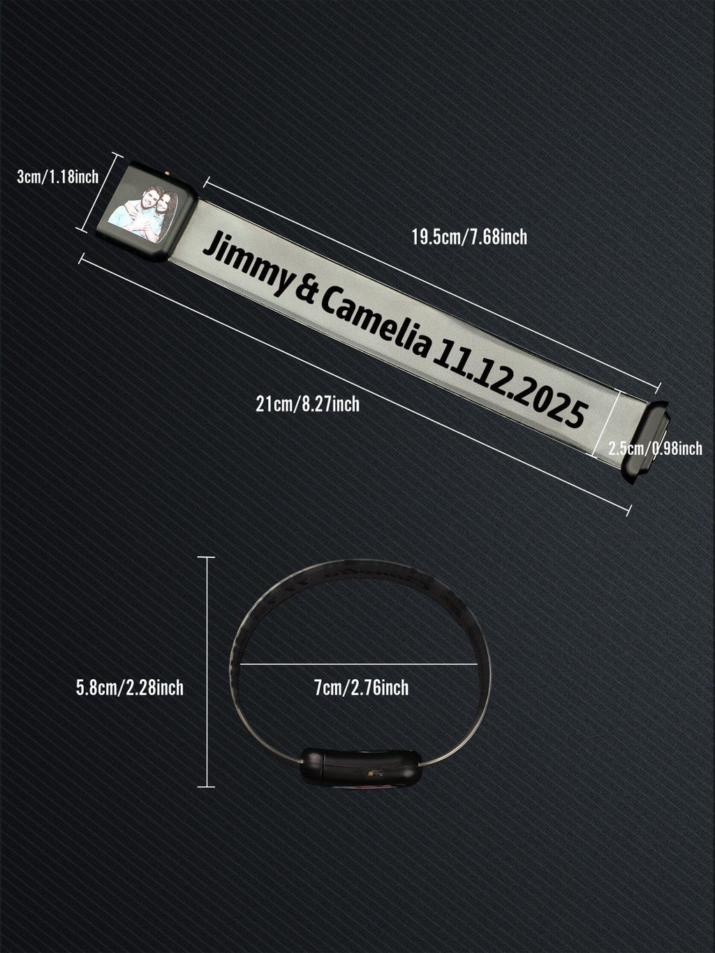 Personalized Photo & Text Glow Bracelets with Photo LED Bracelets Party Supplies for Wedding Birthdays Concerts