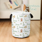Personalized Storage Basket with Name Cute Dinosaurs Toy Laundry Basket Gift for Family Kids