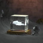 3D Moon Crystal Cube with LED Base