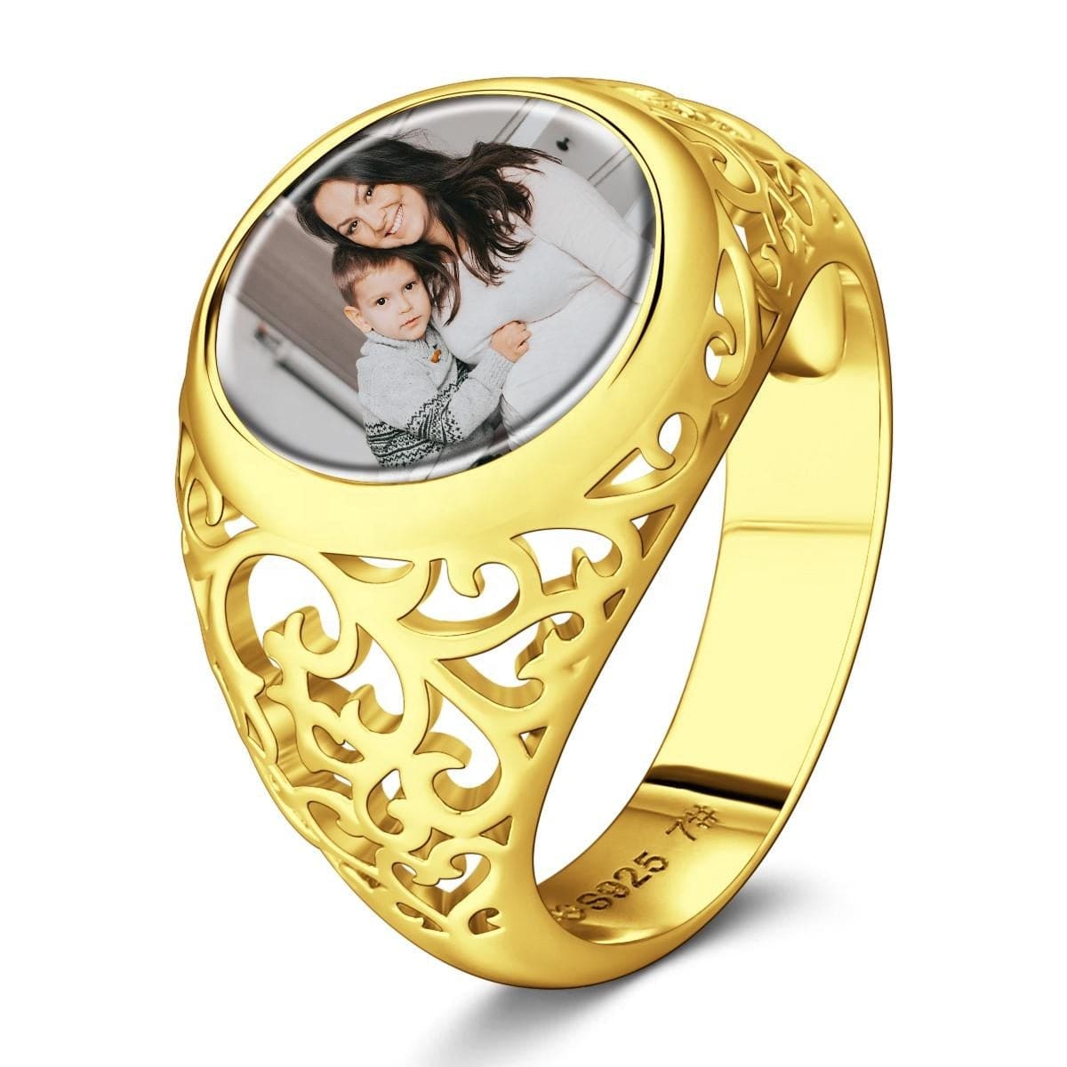 Round Women Rings Custom Photo Ring Mother's Day Gifts