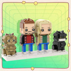 Custom Full-Body Brick Figures of 2 People and 2 Cute Cats Personalized Anniversary Gift Birthday Gift