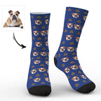 Personalized Pet Portrait Socks Funny All Over Face Print Grey