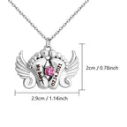 Personalized Angel Feet Locket Birthstone Necklace - 3 Colors