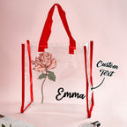 Personalized Waterproof Clear Tote Bag with Birth Flower Tote Bag Birthday Gift for Her