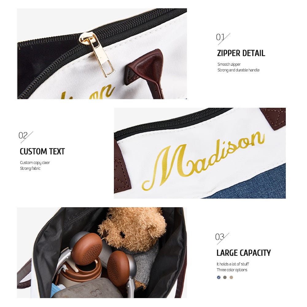 Personalized Bridesmaid Canvas Tote Name Bag with Handles & Ribbon Wedding Bridal Shower Bachelorette Gift for Bridesmaid