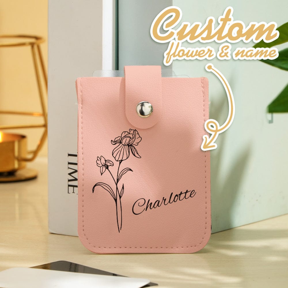 gifts for wife Cherish Every Moment - Personalized Keepsake - Birth Flower Wallet with Name Mini Pull-out Card Holder Wallet
