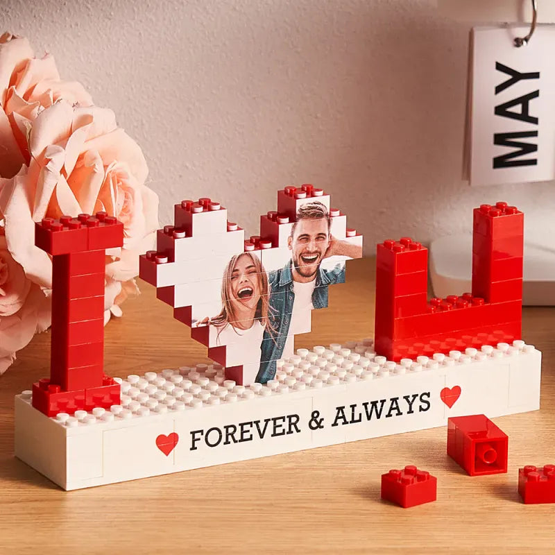Personalized I Love You Photo Building Brick Puzzles Custom Text Photo Block Gift for Lover