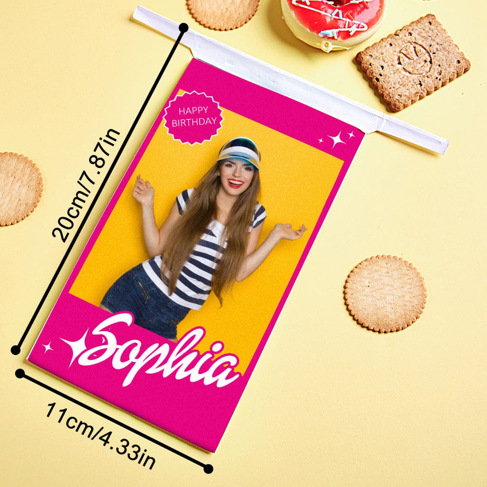 Personalized Treat Bag with Photo Name Snack Bag Birthday Party Favor Gift for Girl