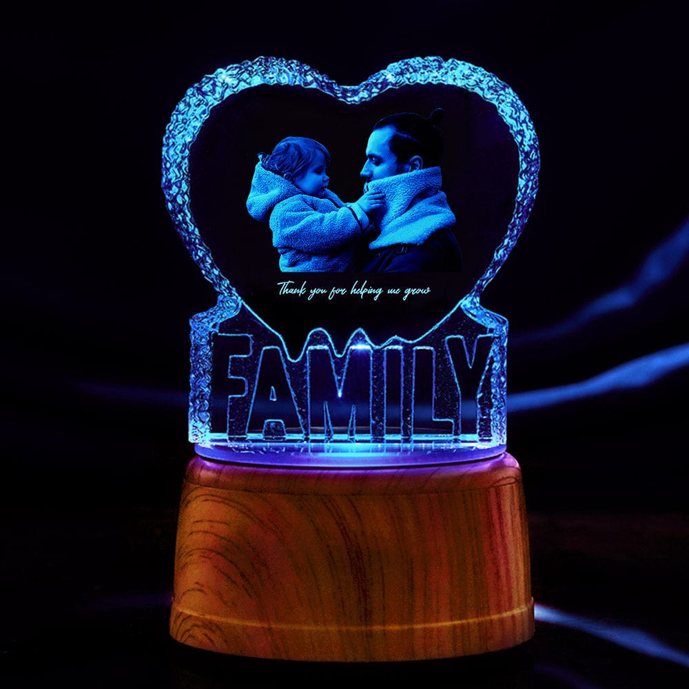 Custom Photo Crystal Sculpture Keepsake 3D Crystal Photo Heart Gift for Dad