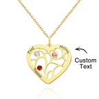 Custom Engraved Name Heart Pendant Necklace with Birthstone
