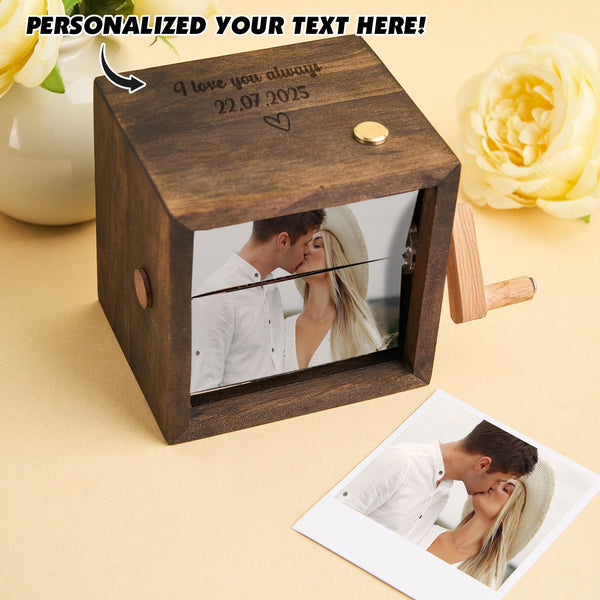 Custom Text & Photo & Music Flipbook Frame Animation Machine Detachable Photos Hand-cranked Flipbook Box with Light Anniversary Gifts
