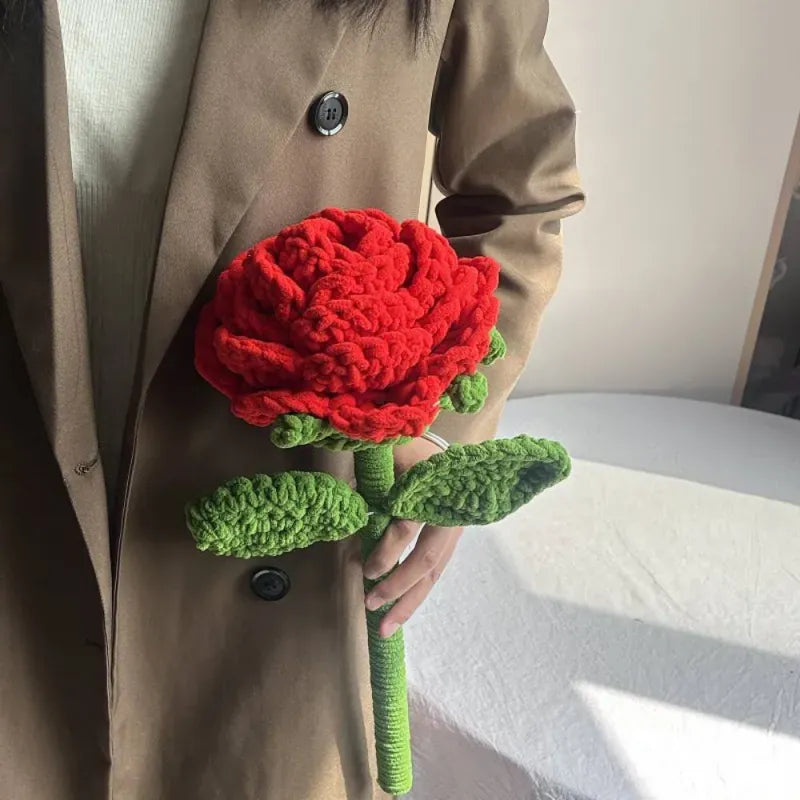 Handmade Crochet Giant Rose Sunflower Carnation Flower Bouquet Floral Gift for Mother