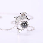 gifts for wife Love Her Always - Unique Memento - Dolphin Projection Necklace with Diamonds - gifts for wife - Christmas view