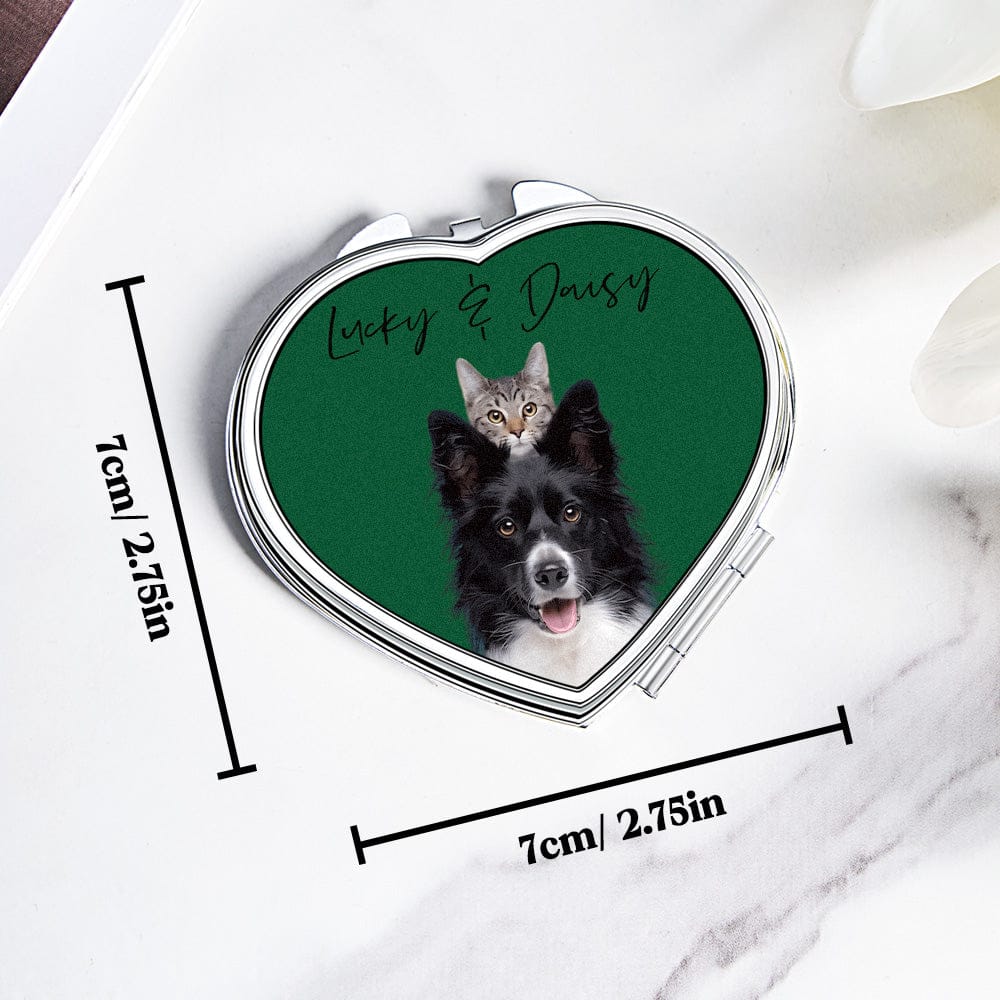 Personalized Pet Portrait A Little Pet Love in Your Bag Compact Mirror