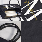 Personalized Black Canvas Bag with Name and Initial Birthday Wedding Party Gift for Women