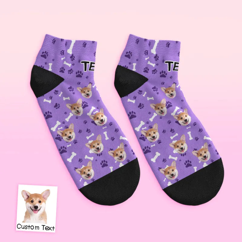 Ankle Socks Personalized Pet Portrait Low Cut Comfort Fit Green