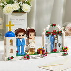 personalized full body 2 people cute brick figures photo display