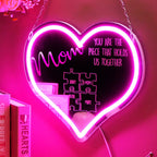 Personalized Mom You Are the Piece That Holds Us Together Neon Mirror Light Puzzle Piece Sign Mother's Day Gifts